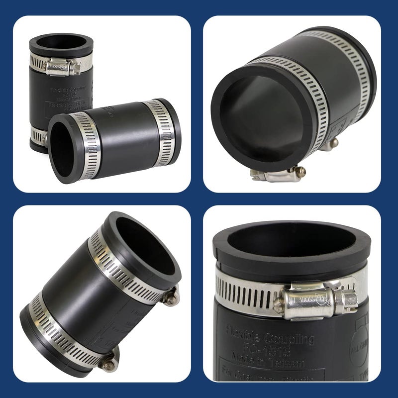 SUPPLYGIANT Supply Giant 6I46x10 Flexible PVC Coupling with Stainless Steel clamps 1-1/2'', Black (pack of 10) - Image 4